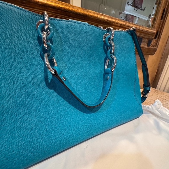 Michael Kors Cynthia Turquoise Shoulder Bag - Picture 2 of 7